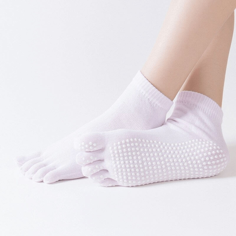 White non-slip quick-drying five-toe socks for yoga